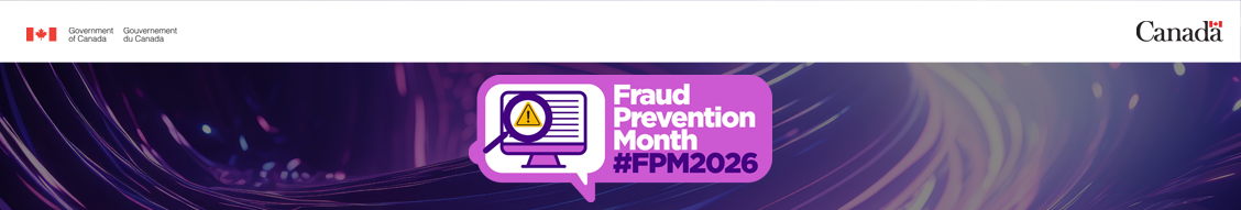 Fraud Prevention Month 2026 Social Media banner for LinkedIn. Image Dimensions are 1128 (width) by 191 (height) in pixels.